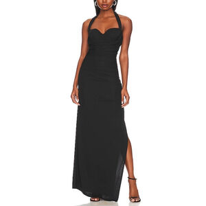 Lpa 'Naima' Black Ruched Maxi Dress Size M